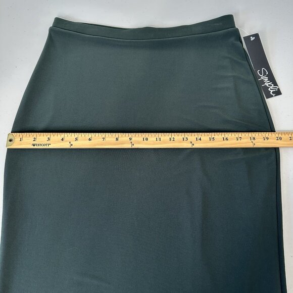 Sympli Re-Zip Midi Skirt Size 10 Green Juniper Classic Pull on Straight - Picture 8 of 13